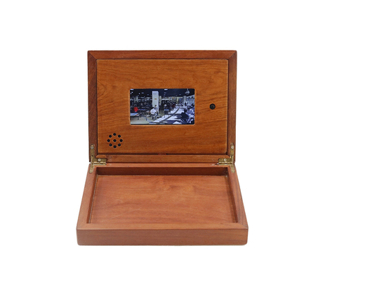 Drewniane promocyjne pudełko wideo, 4,3-calowe pudełko upominkowe LCD 128 MB pamięci