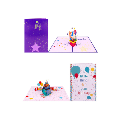Druk offsetowy Kartka urodzinowa 3D Pop Up, karty rocznicowe 3D Rozmiar 148 × 210 mm